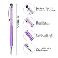 10 sztuk/partia Crystal Stylus Pen diamentowe długopisy biurowe długopis 2 w 1 kryształowy ekran dotykowy pióro do pojemnościowego ekranu 3